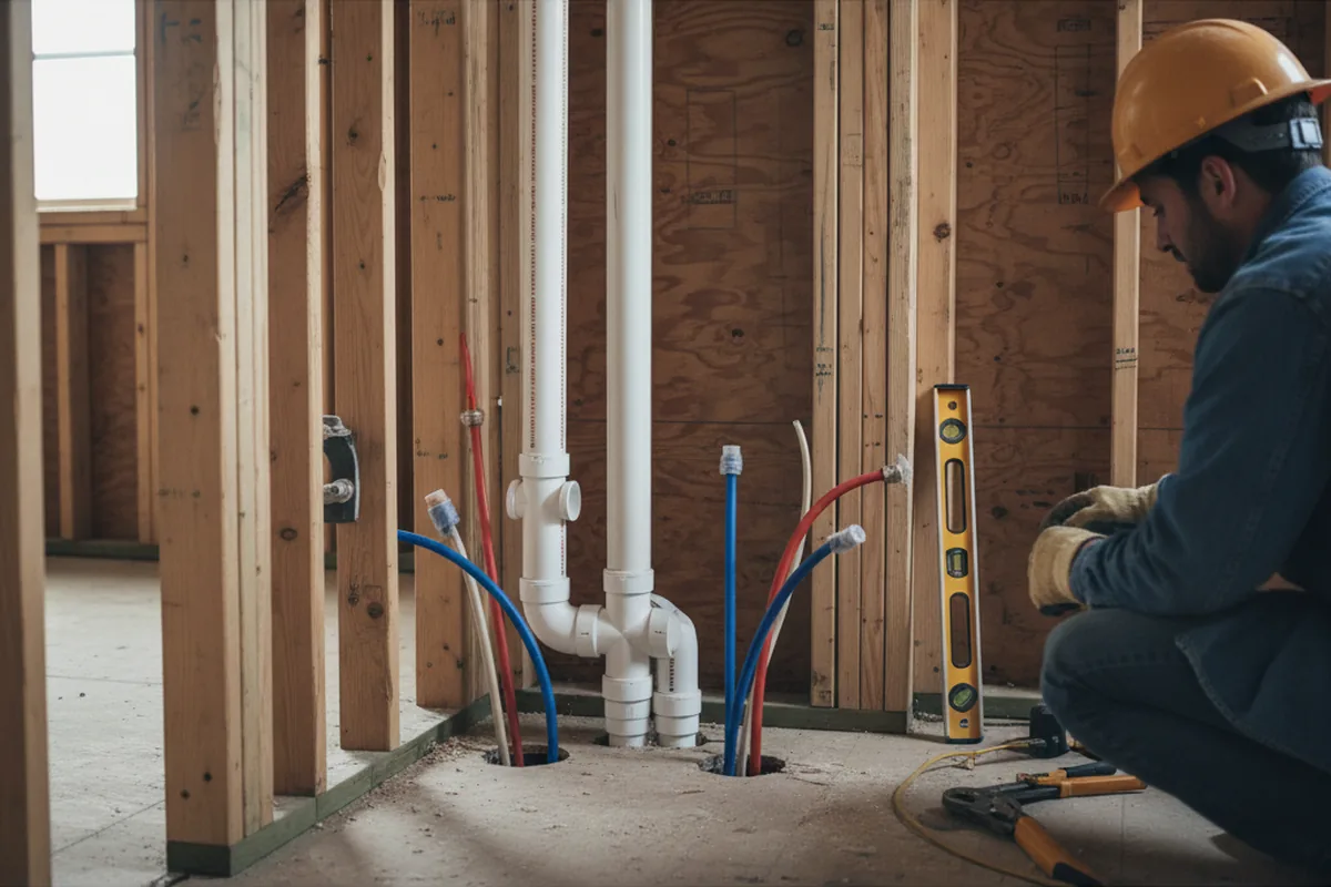 Drain and supply rough-in during Sump Pump Repair in Bunnell