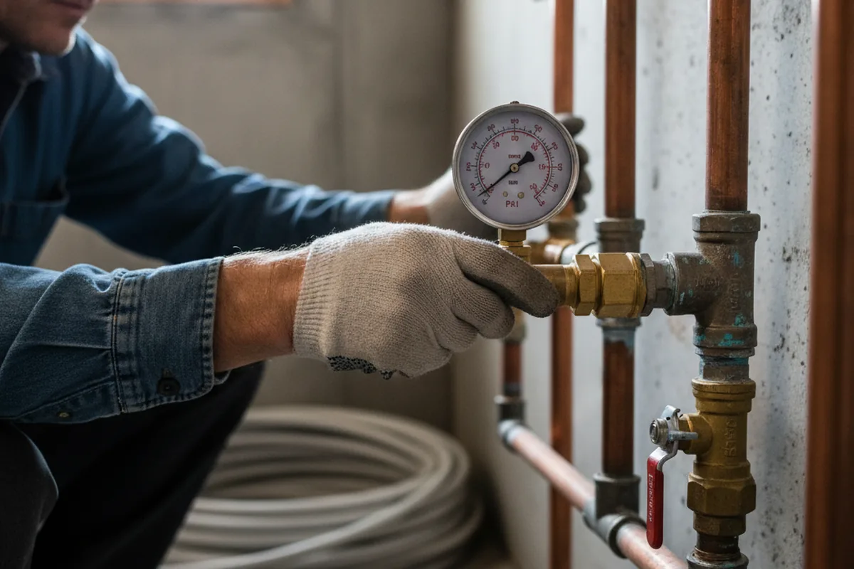 Pressure testing a repaired line during Water Line Repair in Bunnell